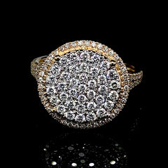 PREORDER | Golden Large Round Paved Band Diamond Ring 14kt