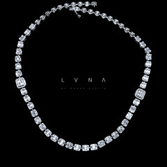 LVNA Signatures Emerald Invisible Setting Diamond Necklace 18kt