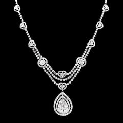 PREORDER | Pear Drop Setting Centerpiece with Layered Paved Diamond Necklace 14kt