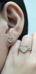 PREORDER | Golden Heart Baguette Diamond Jewelry Set 14kt