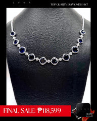 PREORDER | Cushion Blue Sapphire Gemstones Diamond Necklace 14kt