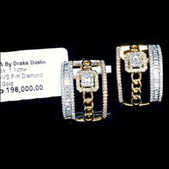 PREORDER | Multi-Tone Square Chain Creolle Diamond Earrings 14kt