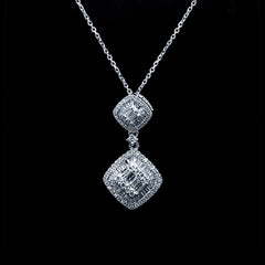 PREORDER | Twin Cushion Diamond Necklace 16-18" 18kt Chain