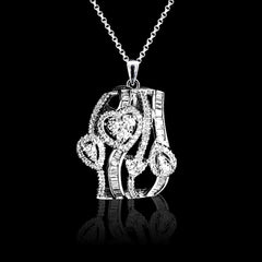 PREORDER | Heart Baguette Cluster Diamond Necklace 16-18” 18kt White Gold Chain