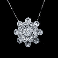 PREORDER | Floral Round Paved Diamond Necklace 14kt