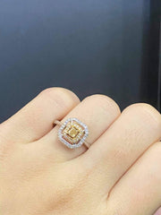 PREORDER | Cushion Halo Colored Diamond Ring 14kt