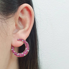 Pink Rubies Gemstones & Diamond Earrings 14kt