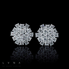 PREORDER | Floral Round Cluster Stud Diamond Earrings 14kt