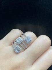 PREORDER | Trinity Square Stacked Cluster Shape Diamond Ring 14kt