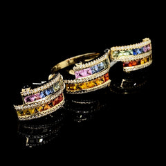 PREORDER | Golden Rainbow Sapphire Gemstones Diamond Jewelry Set 14kt