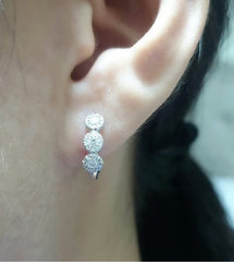 Trinity Round Hoop Diamond Earrings 14kt