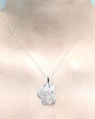LVNA 선물 | 하트 바게트 클러스터 다이아몬드 목걸이 16-18" 18kt 화이트 골드 체인