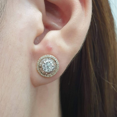 5岁 |圆形光环钻石耳环 14kt