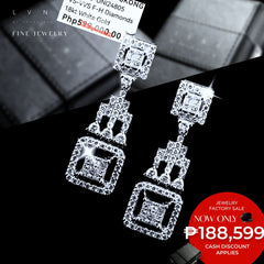 PREORDER | Princess Deco Invisible Setting Dangling Diamond Earrings 18kt