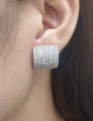百万富翁的长方形钻石耳环 14kt
