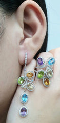 PREORDER | Multi-Colored Gemstones Deco Diamond Jewelry Set 14kt