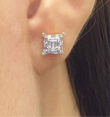 Classic Square Baguette Stud Diamond Earrings 14kt