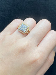 PREORDER | Golden Cushion Halo Diamond Ring 14kt
