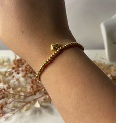 #LVNA2024 |  Golden Heart Beaded Bracelet 6.5”-7.5” 18kt