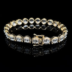 PREORDER | Golden Cushion Halo Diamond Bracelet 14kt