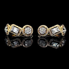 PREORDER | Golden Cluster Shape Creolle Diamond Earrings 14kt