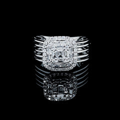 CLEARANCE BEST | Cushion Baguette Bar Band Diamond Ring 14kt