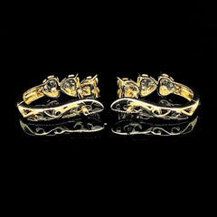 PREORDER | Golden Trio Classic Heart Hoop Diamond Earrings 14kt