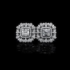 PREORDER | Square Floral Statement Diamond Earrings 14kt