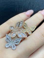 三色蝴蝶宣言钻石戒指 14 克拉