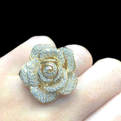 PREORDER | Golden Floral Paved Statement Diamond Ring 14kt
