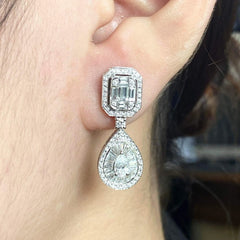 PREORDER | Emerald Pear Drop Dangling Diamond Earrings 18kt