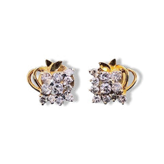 Golden Stud Deco Diamond Earrings 14kt