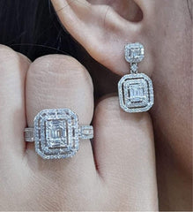 #BuyNow | Emerald Halo Diamond Jewelry Set 14kt