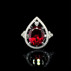 梨形装饰红宝石钻石 14kt