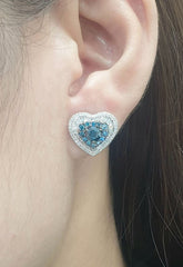 PREORDER | Blue Heart Statement Colored Diamond Earrings 14kt