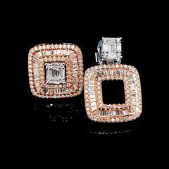 PREORDER | Square Baguette Multi-Wear Diamond Earrings 14kt