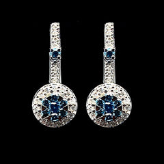 PREORDER | Round Clip Hoop Blue Colored Diamond Earrings 14kt
