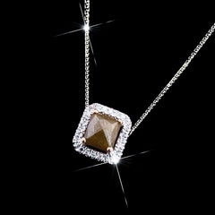 LVNA Signature Rare Brown Halo Colored Diamond Necklace 14kt