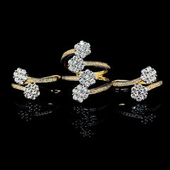 PREORDER | Golden Floral Deco Paved Diamond Jewelry Set 14kt