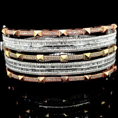 PREORDER | Multi-Tone Baguette Paved Statement Diamond Bracelet Bangle 14kt