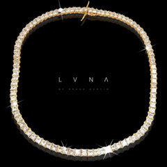 LVNA Signatures Golden Princess Cut Eternity Tennis Diamond Necklace 18K