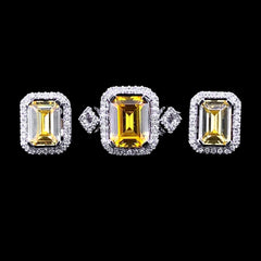 PREORDER | Citrine Gemstones Halo Diamond Jewelry Set 14kt