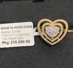PREORDER | Large Golden Heart Halo Diamond Ring 14kt
