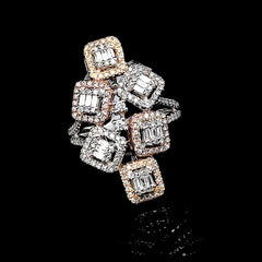 PREORDER | Multi-Tone Emerald Cluster Shape Diamond Ring 14kt