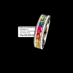 PREORDER | Rainbow Sapphire Gemstones & Half Eternity Diamond Ring 14kt