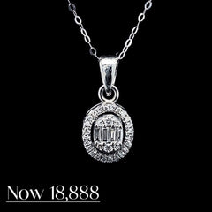 LVNA 선물 | LVNA 시그니처 오벌 데인티 다이아몬드 목걸이 16-18" 조절 가능한 18kt 화이트 골드 체인