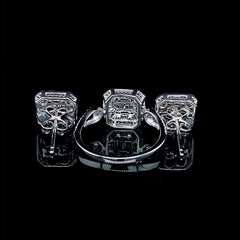 PREORDER| Classic Square Baguette Diamond Jewelry Set 14kt