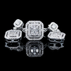 PREORDER| Emerald Dangling Diamond Jewelry Set 14kt