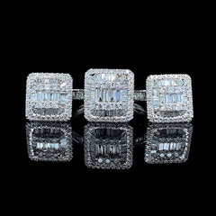 Classic Large Square Diamond Jewelry Set 14kt