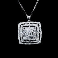 Large Square Diamond Necklace 14kt